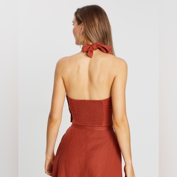 TIGERLILY Lina Linen Rust Orange Halter Neck Crop Top NWT RRP$119 - Picture 8 of 16